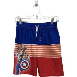 Marvel Captain America Boys Swim Trunks Size Large Red White Blue NWOT